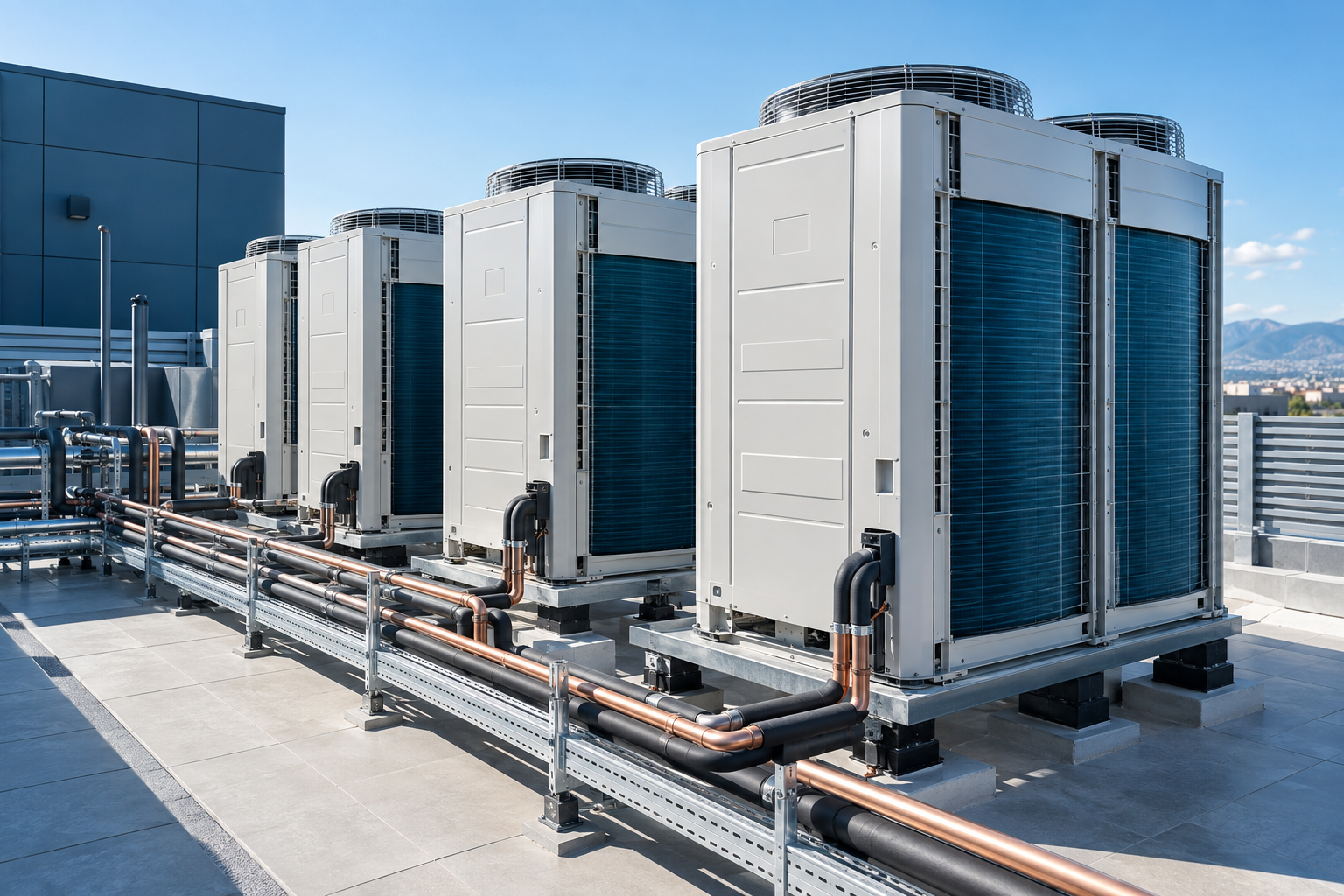 Modern commercial VRF cooling system installation